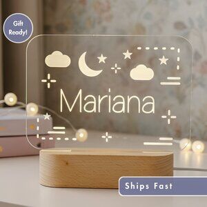 Clouds & Stars Custom Name Light | Personalized LED Cloud Sign for Kids’ Rooms